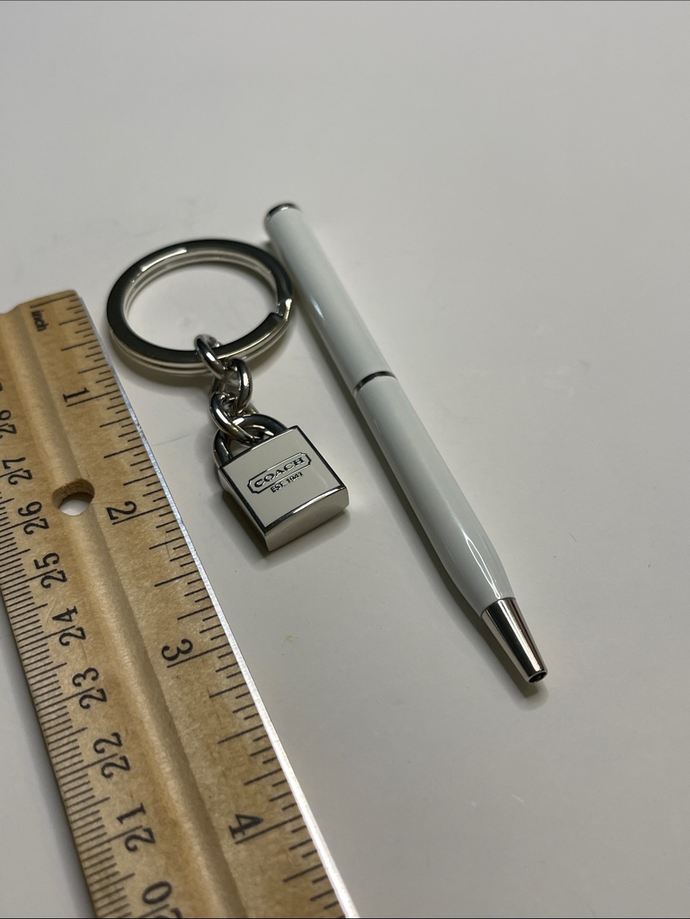 COACH Silver and White Padlock Key Charm and Coach Pen - Picture 3 of 6